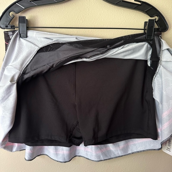 Lucky in Love Black and Pink Floral Mini Skirt with shorts. - Picture 2 of 8